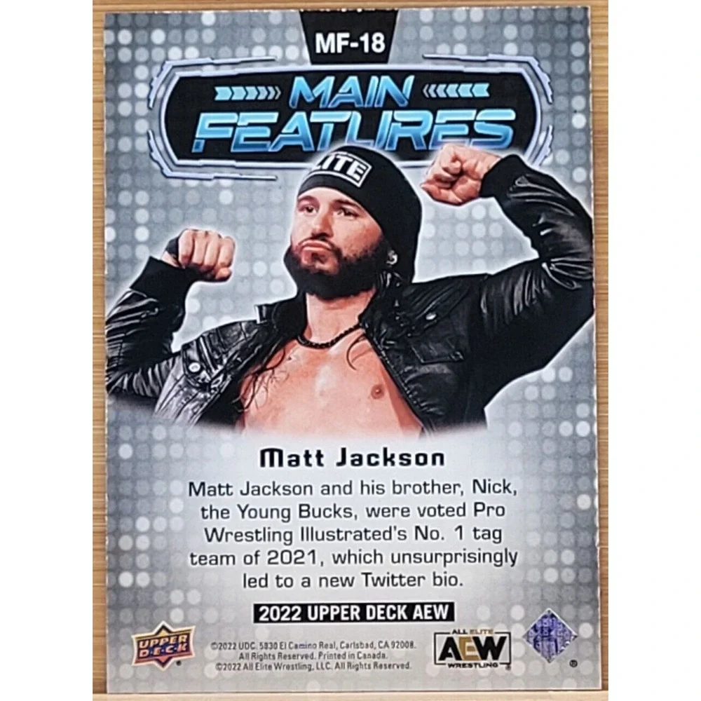 2022 UPPER DECK‎ AEW MATT JACKSON  MAIN FEATURES GREEN #D/199